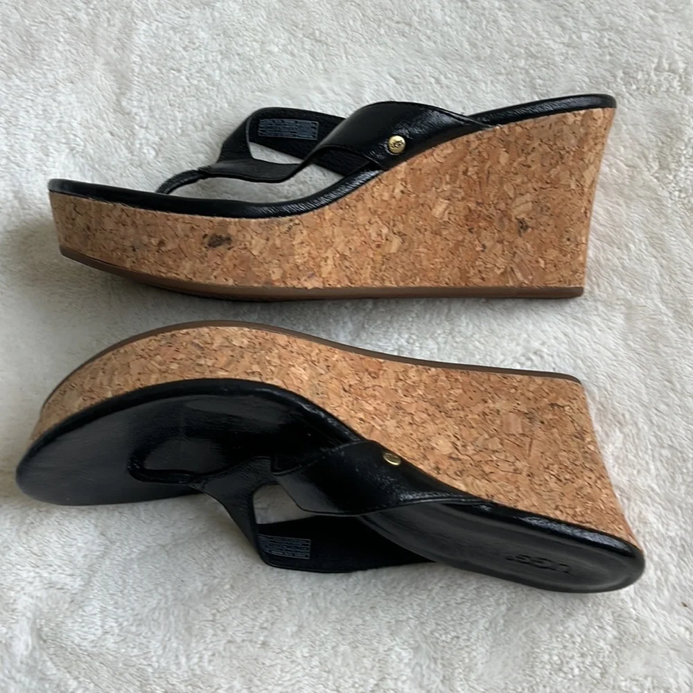 UGG leather wedge thong sandals sz 8,5 - Picture 4 of 10